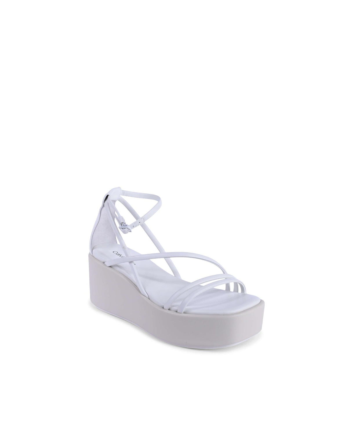 Calvin Klein Weiße Leder-Plateau-Sandalen