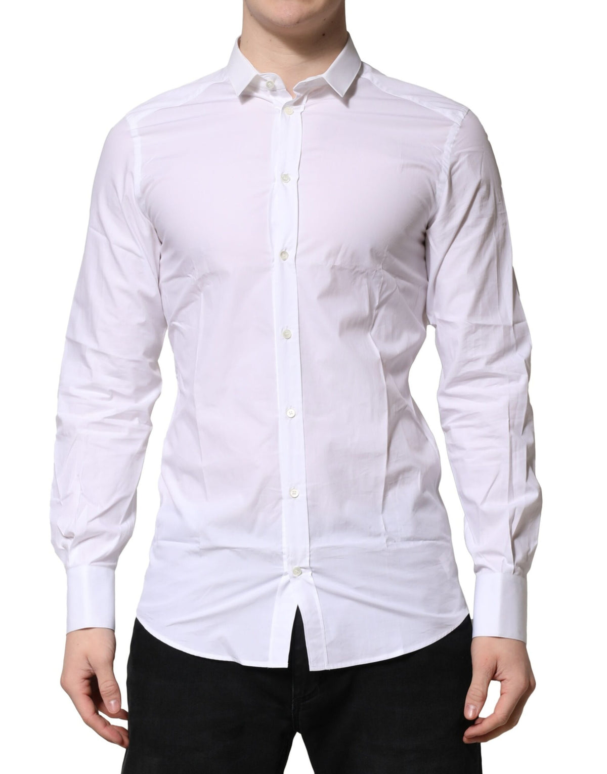 Dolce & Gabbana Weißes Baumwollkleidhemd