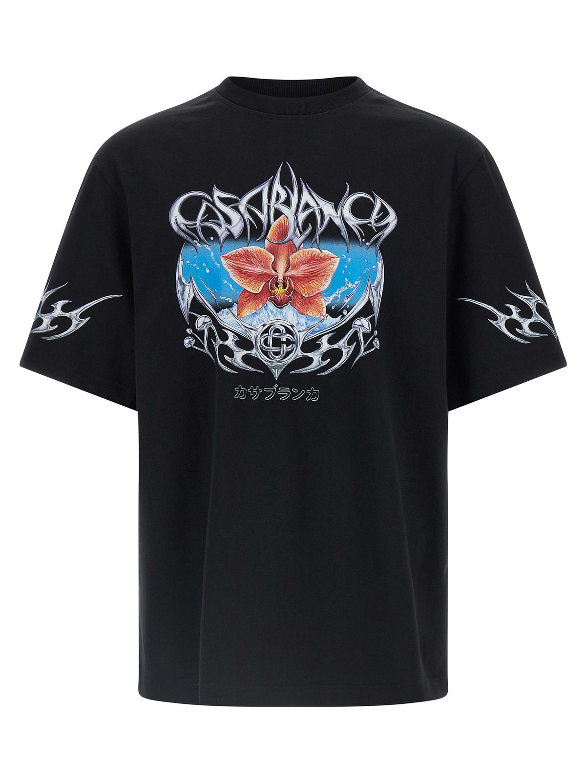 Casablanca Schwarzes Bio-Baumwoll-T-Shirt