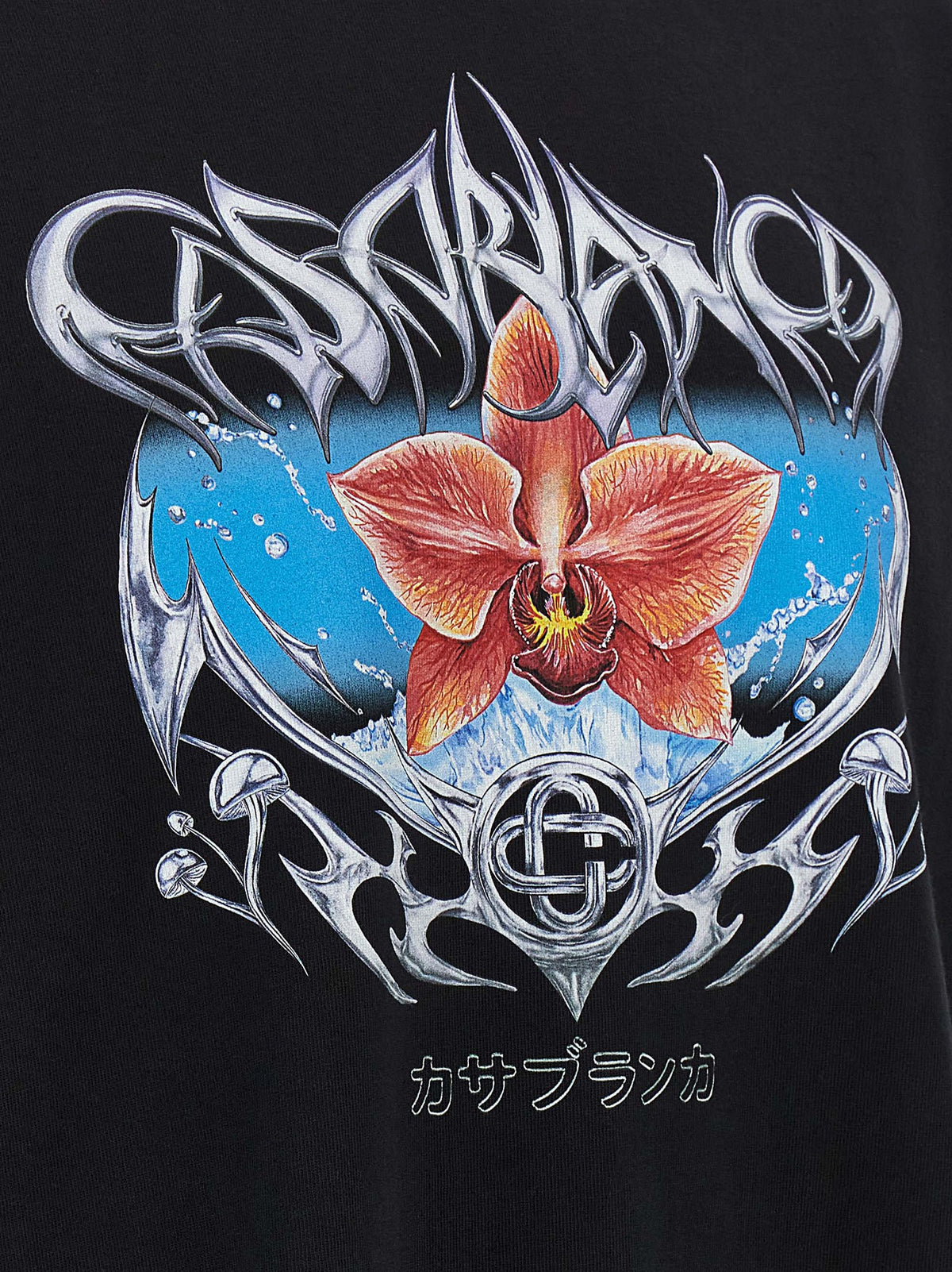 Casablanca Schwarzes Bio-Baumwoll-T-Shirt