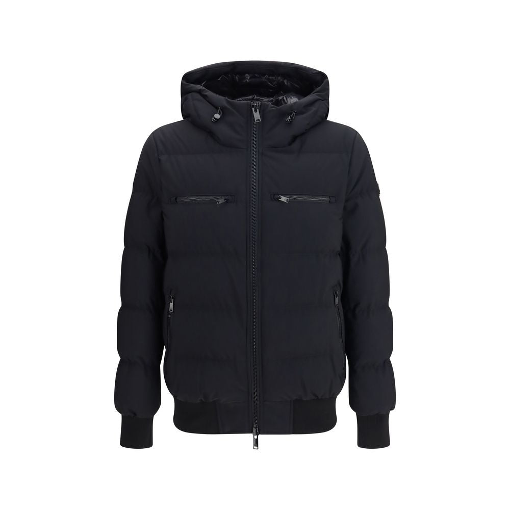 Moose Knuckles Schwarze Nylon-Jacke in voller Länge