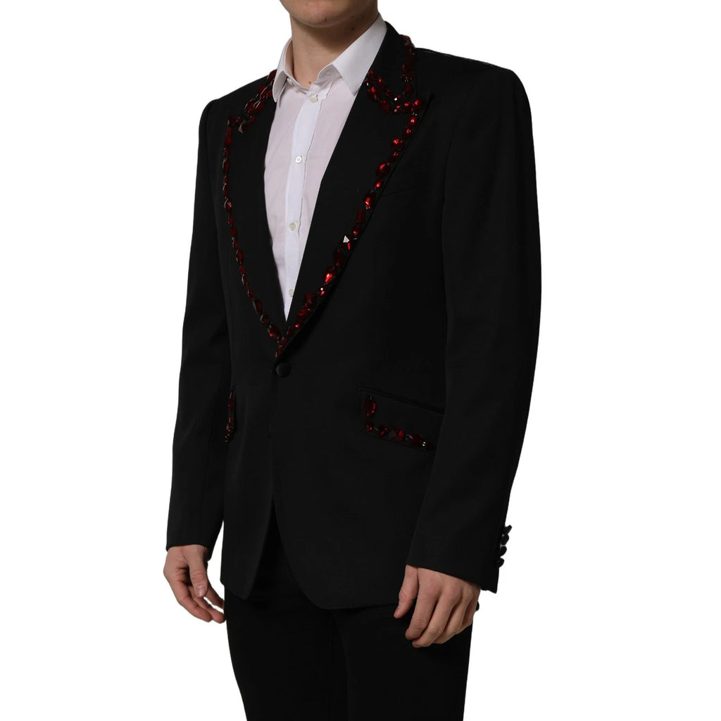 Dolce & Gabbana Schwarzer Blazer mit Kristallverzierungen