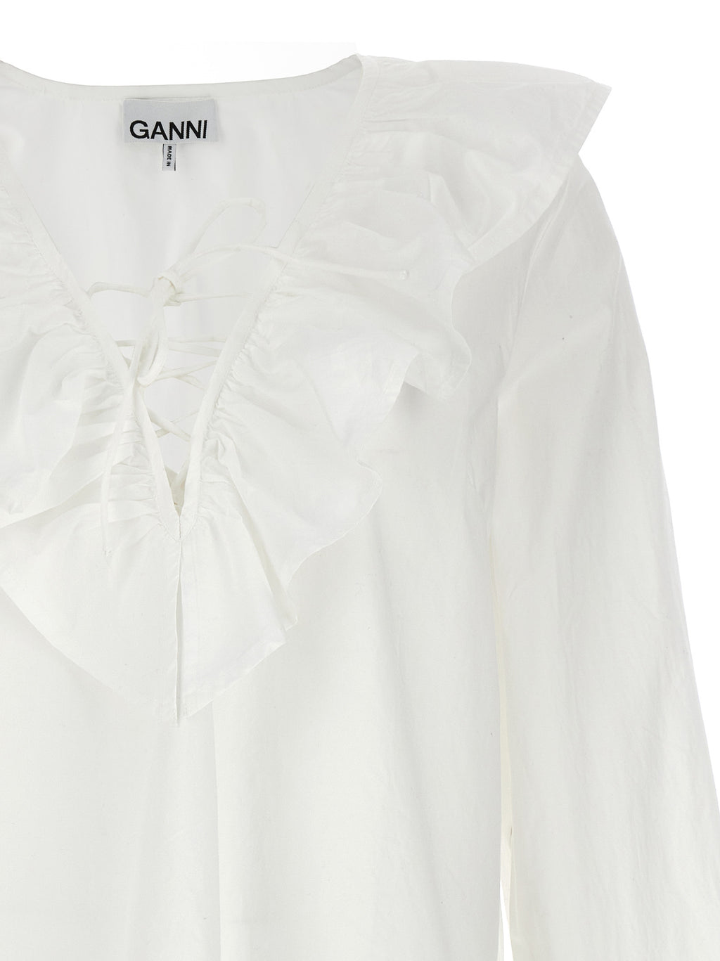 Ganni Weiße Baumwollbluse