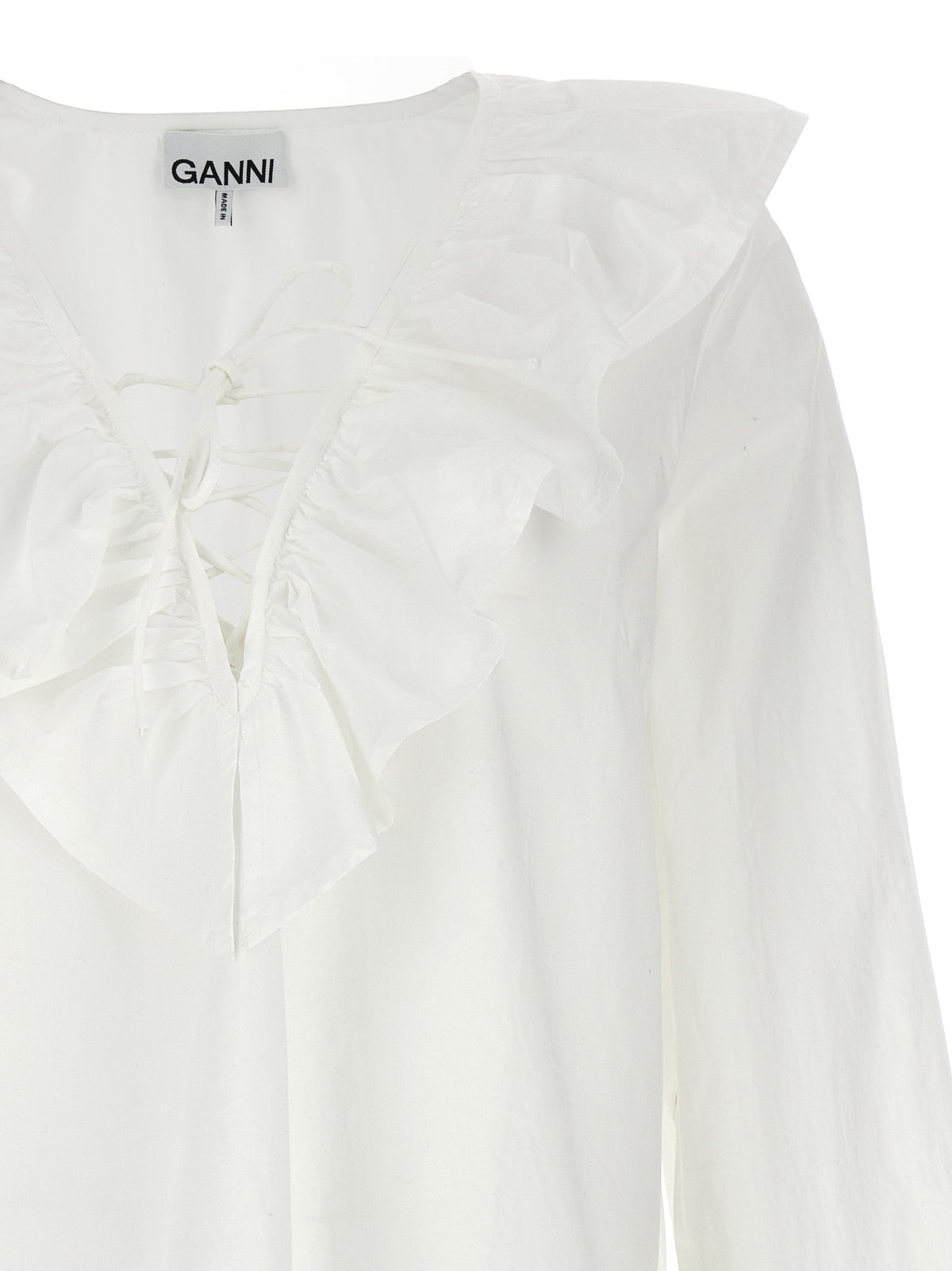Ganni Weiße Baumwollbluse