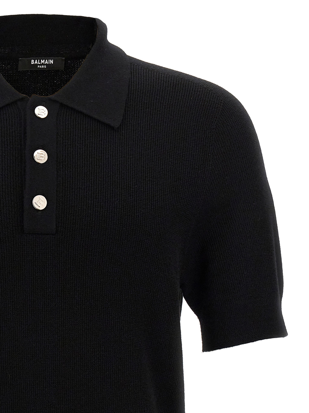 Balmain Schwarzes Polohemd aus Merinowolle