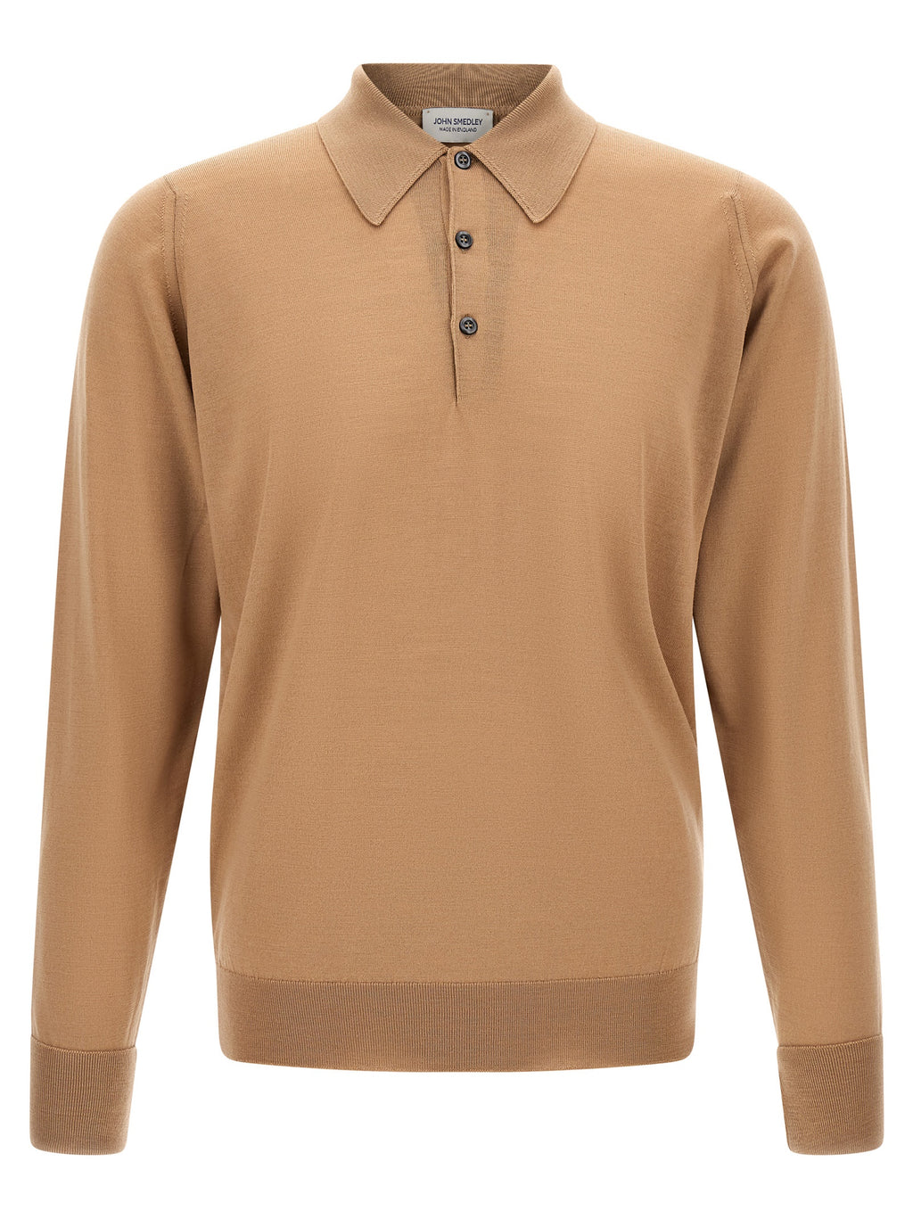 JOHN SMEDLEY Beige Merinowolle Poloshirt