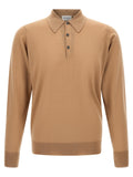 JOHN SMEDLEY Beige Merinowolle Poloshirt