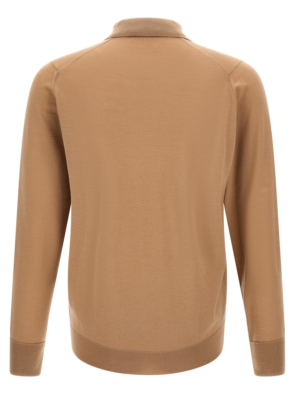 JOHN SMEDLEY Beige Merinowolle Poloshirt