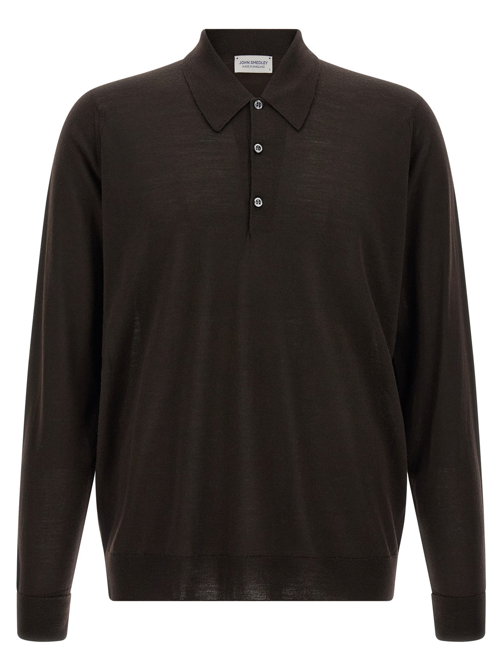 JOHN SMEDLEY Braunes Poloshirt aus Merinowolle