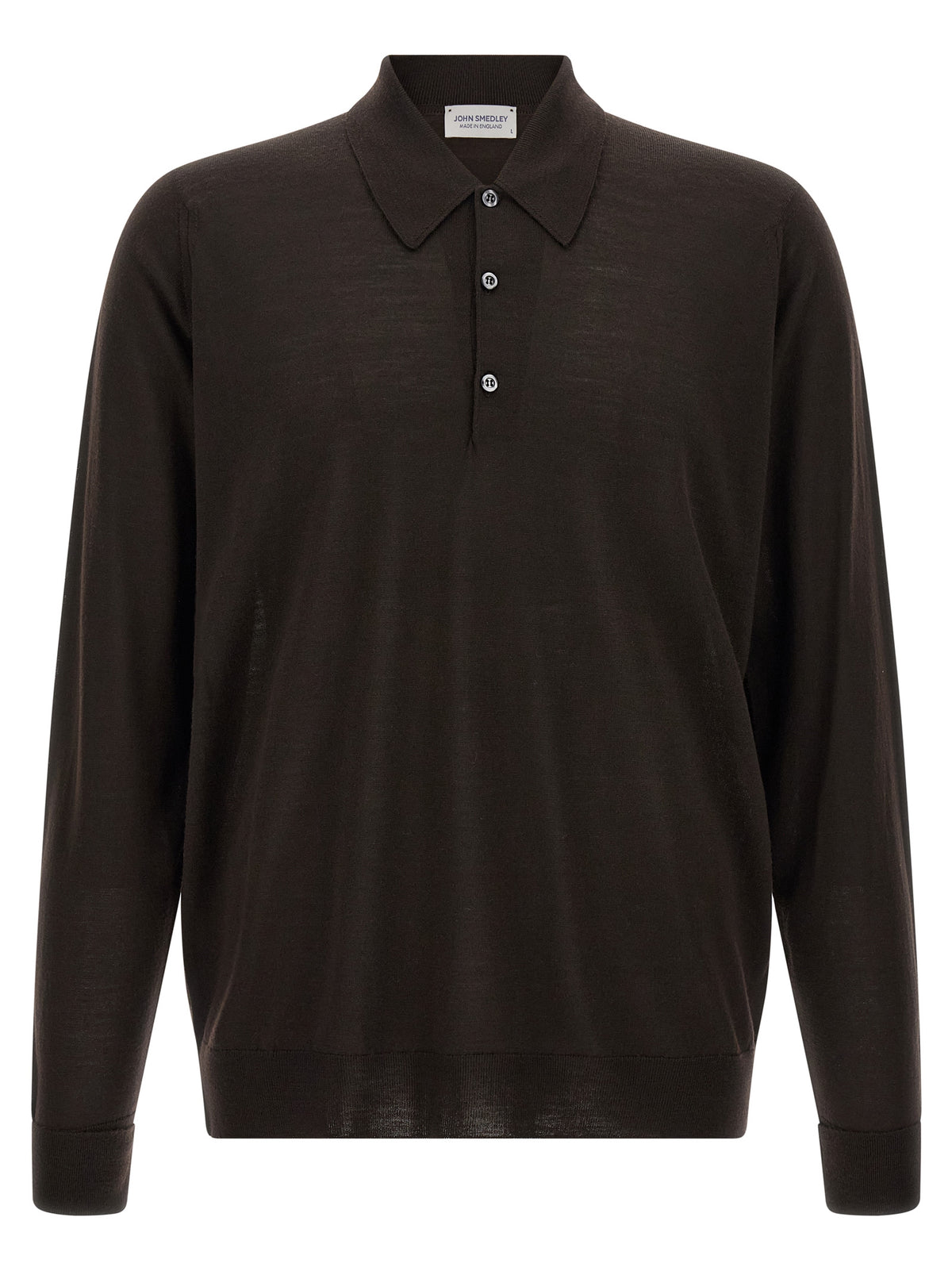 JOHN SMEDLEY Braunes Poloshirt aus Merinowolle