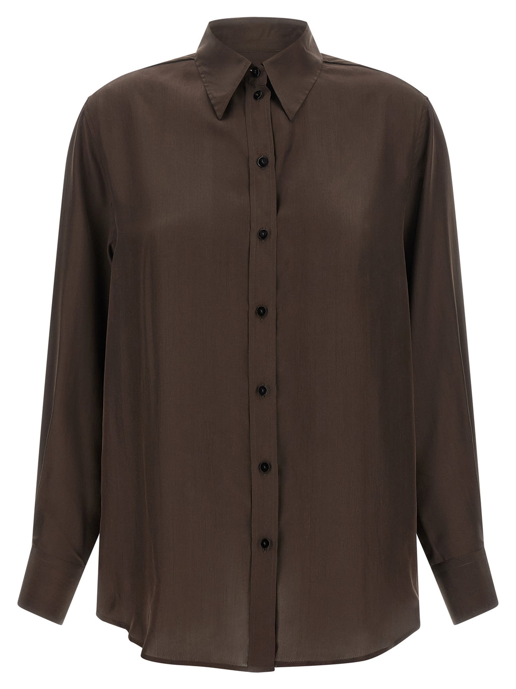 XACUS Braune Seidenbluse