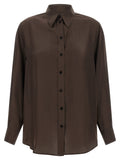 XACUS Braune Seidenbluse
