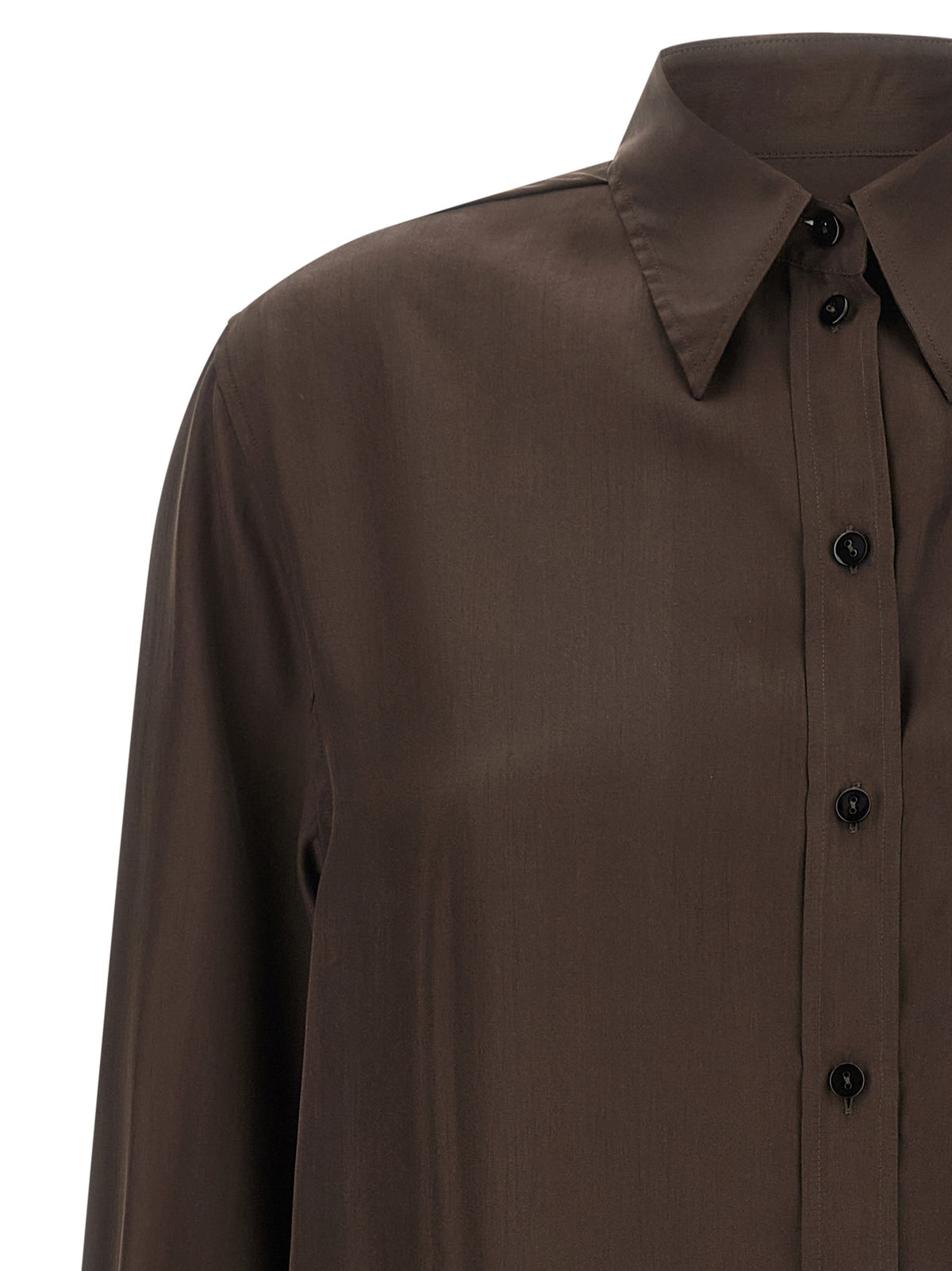 XACUS Braune Seidenbluse