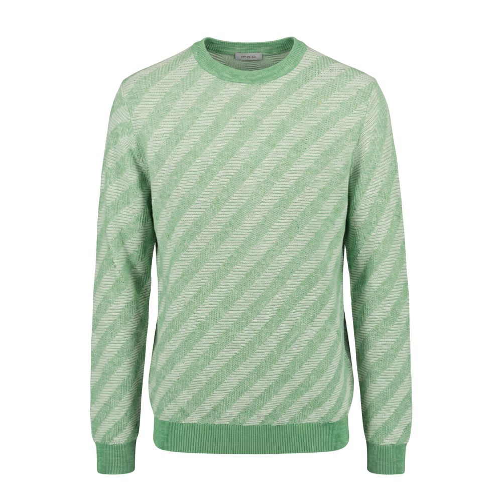 Malo Grüner Herrenpullover aus Leinen