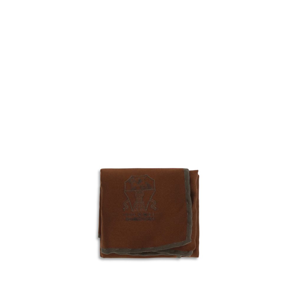 Brunello Cucinelli Braun Seiden Einstecktuch