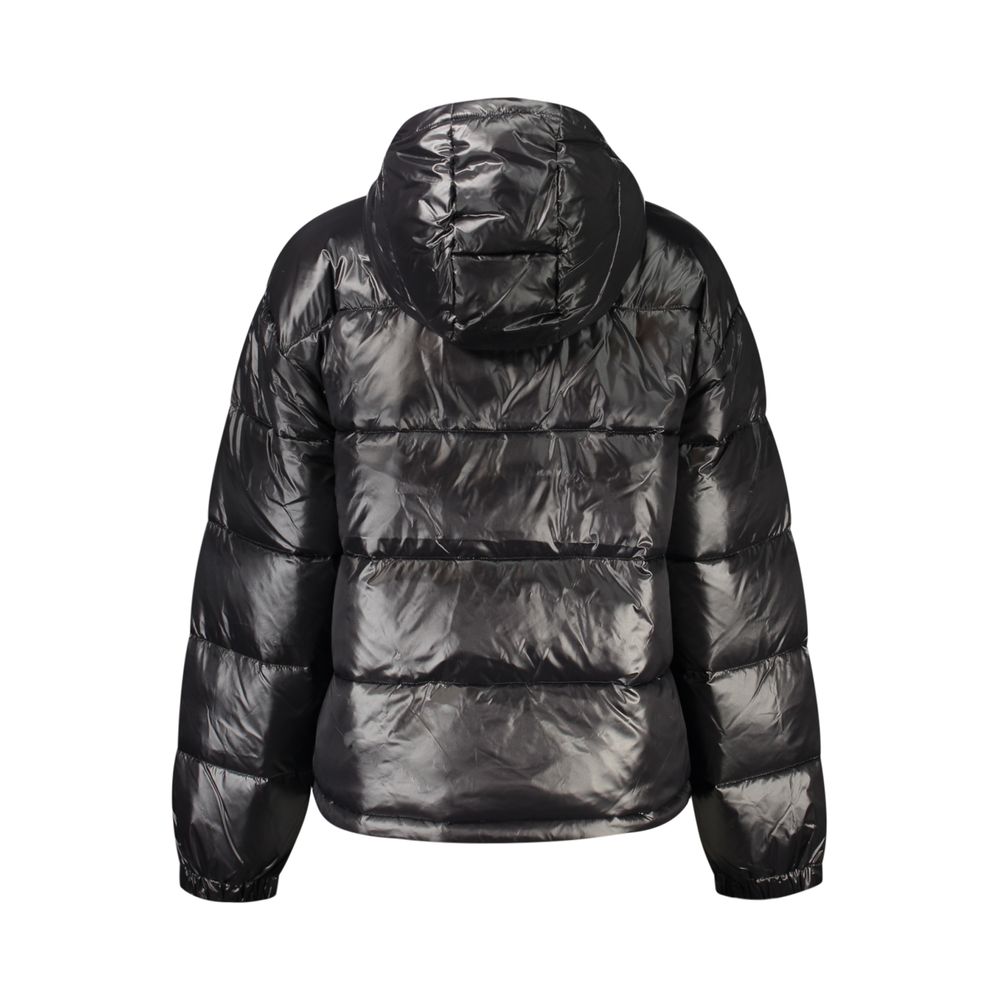 Calvin Klein Schwarze Nylon-Jacke in voller Länge