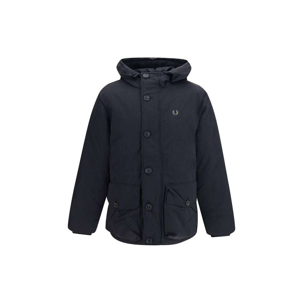 Fred Perry Schwarzer Parka aus recyceltem Polyamid