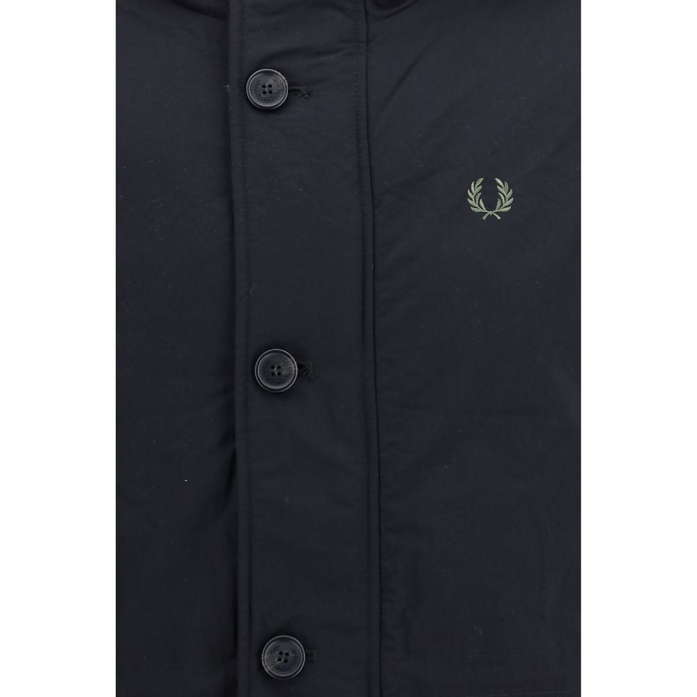Fred Perry Schwarzer Parka aus recyceltem Polyamid