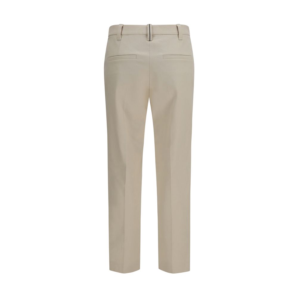 Brunello Cucinelli Beige Baumwoll-Anzughose