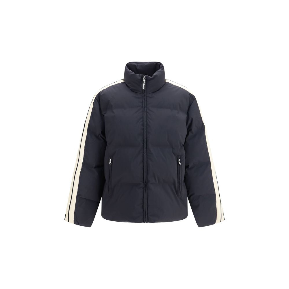 Palm Angels Schwarze Polyamid-Jacke in voller Länge