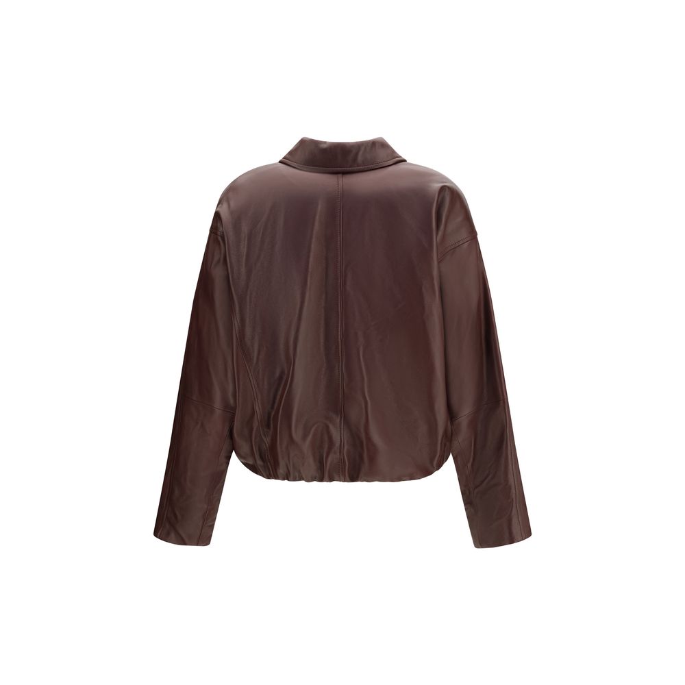 Brunello Cucinelli Bordeaux Lammleder Ovis Aries Lederjacke