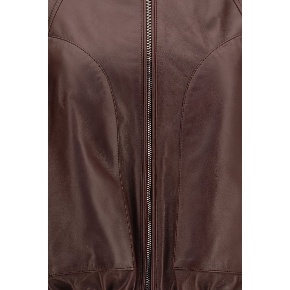 Brunello Cucinelli Bordeaux Lammleder Ovis Aries Lederjacke