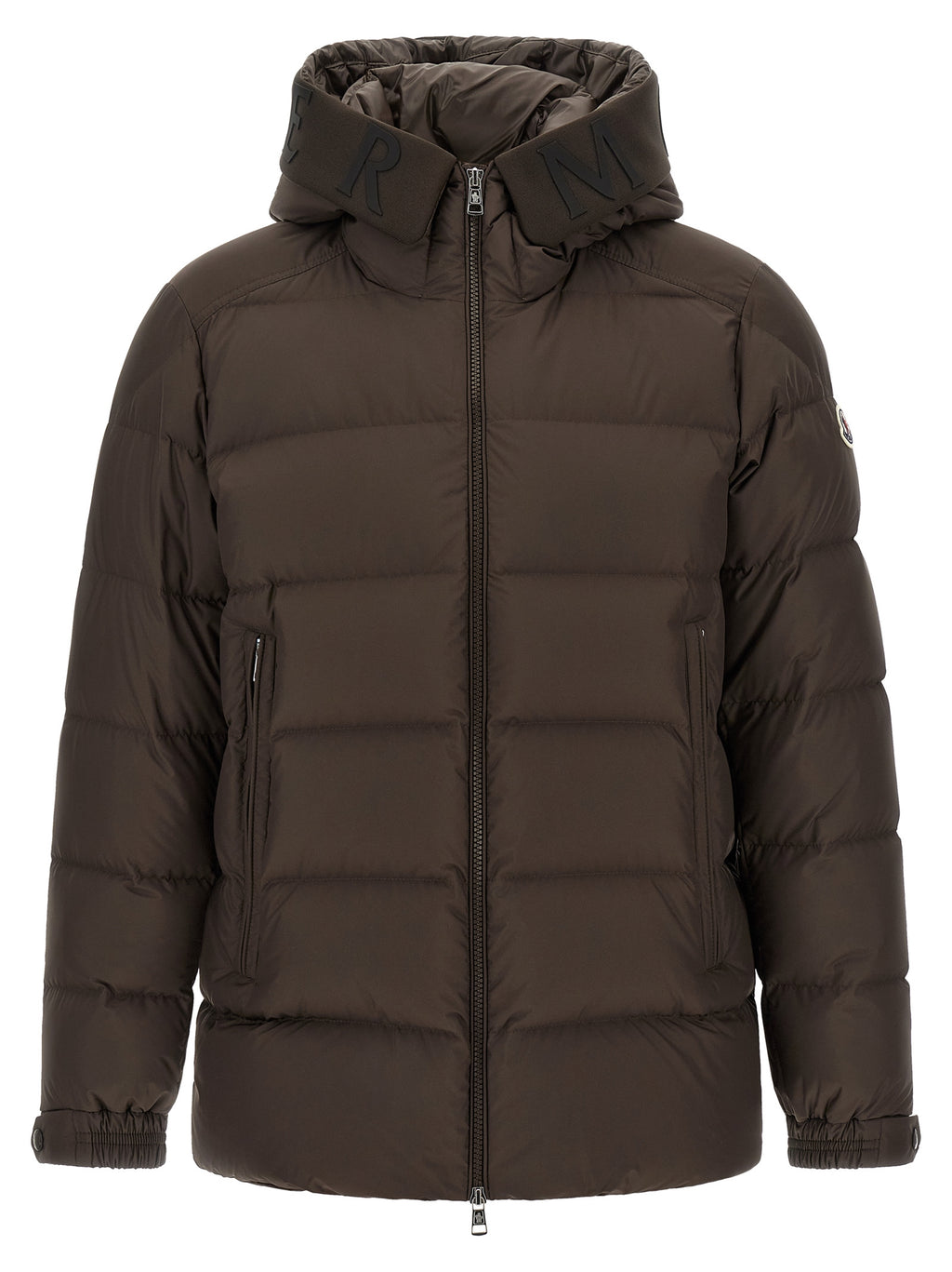 Moncler Braune Polyester-Jacke in voller Länge