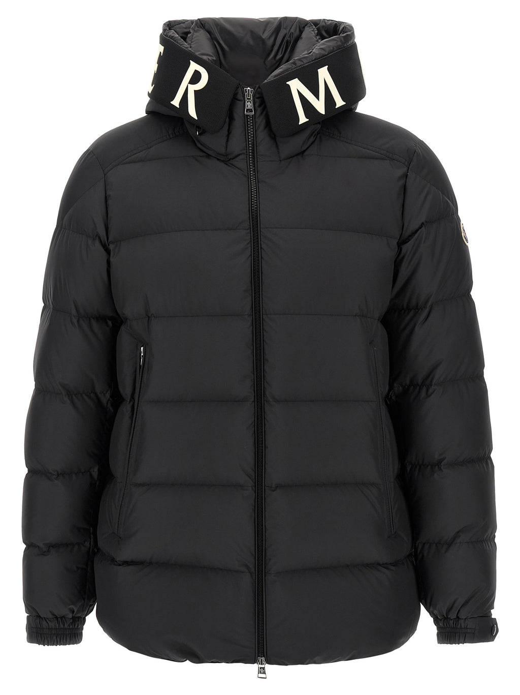 Moncler Schwarze Polyester-Jacke in voller Länge