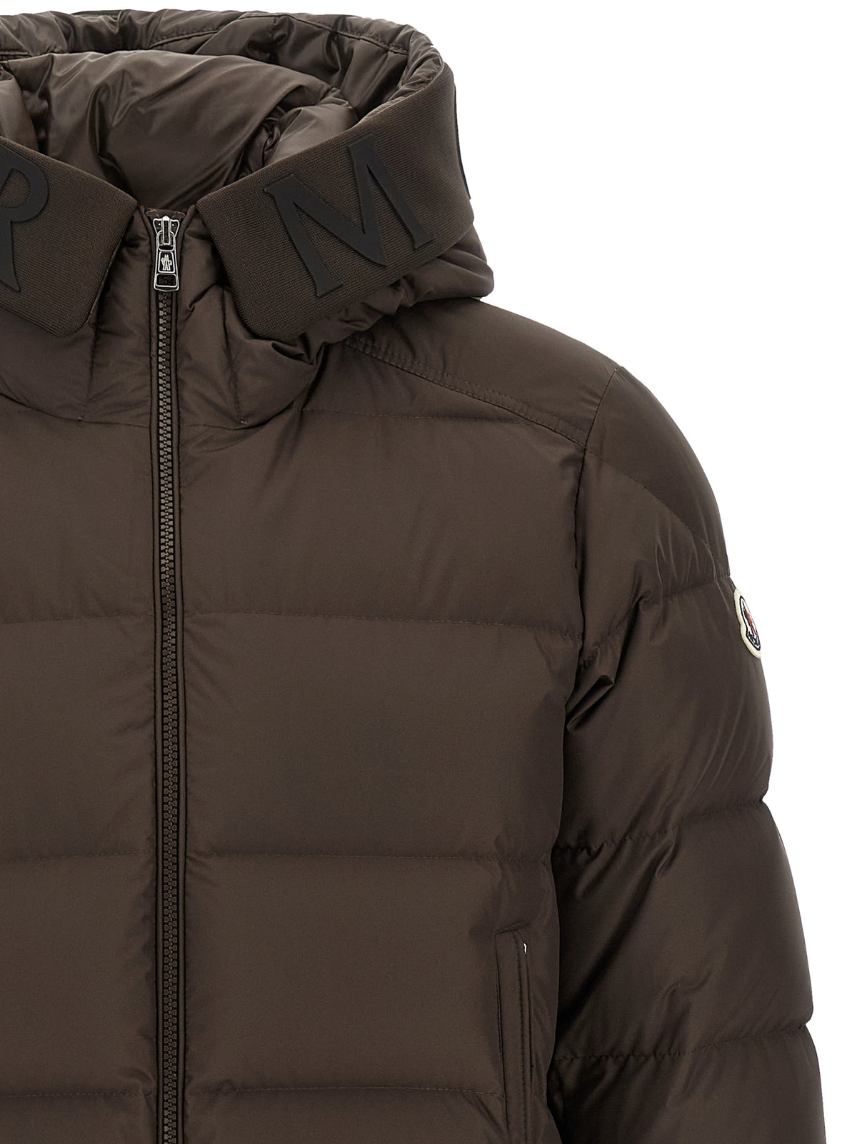 Moncler Braune Polyester-Jacke in voller Länge
