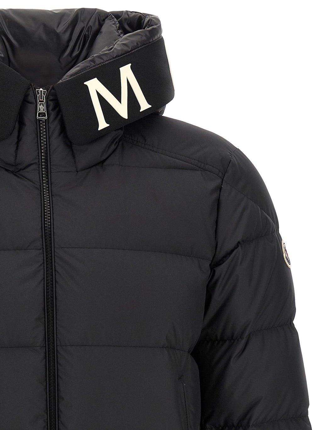 Moncler Schwarze Polyester-Jacke in voller Länge