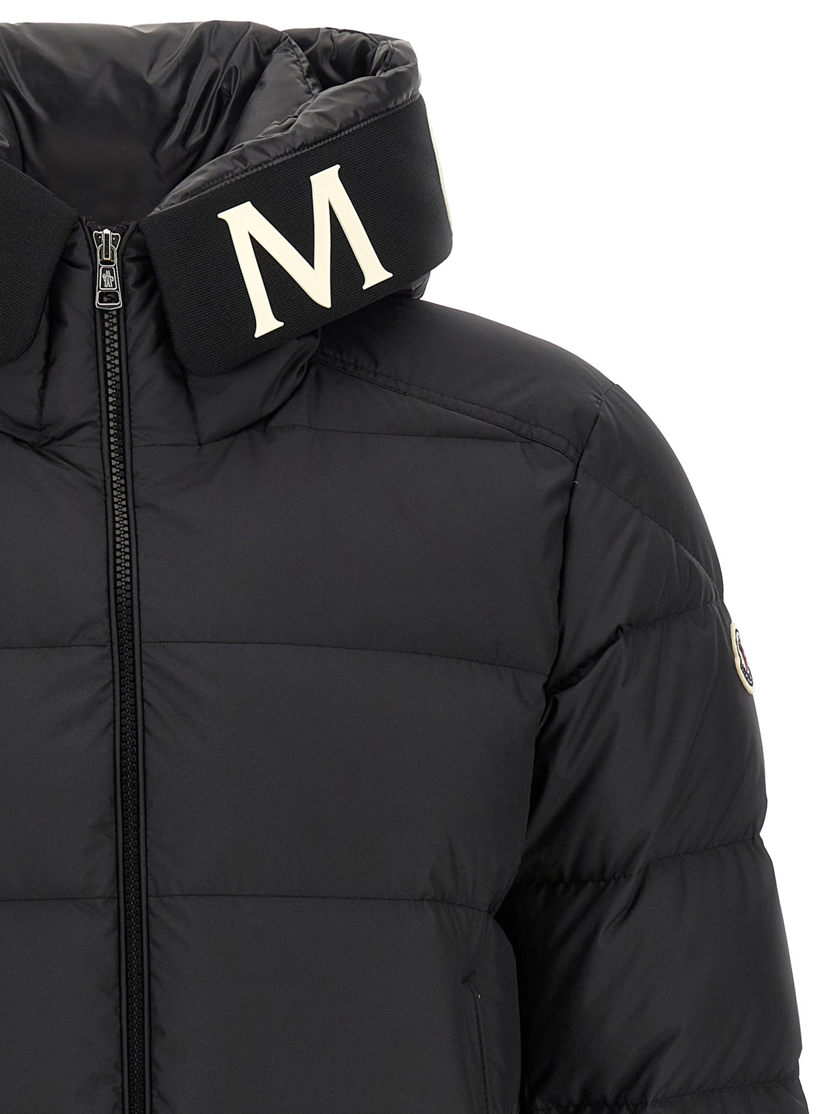 Moncler Schwarze Polyester-Jacke in voller Länge