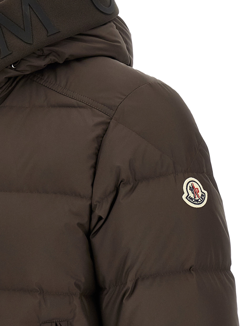 Moncler Braune Polyester-Jacke in voller Länge