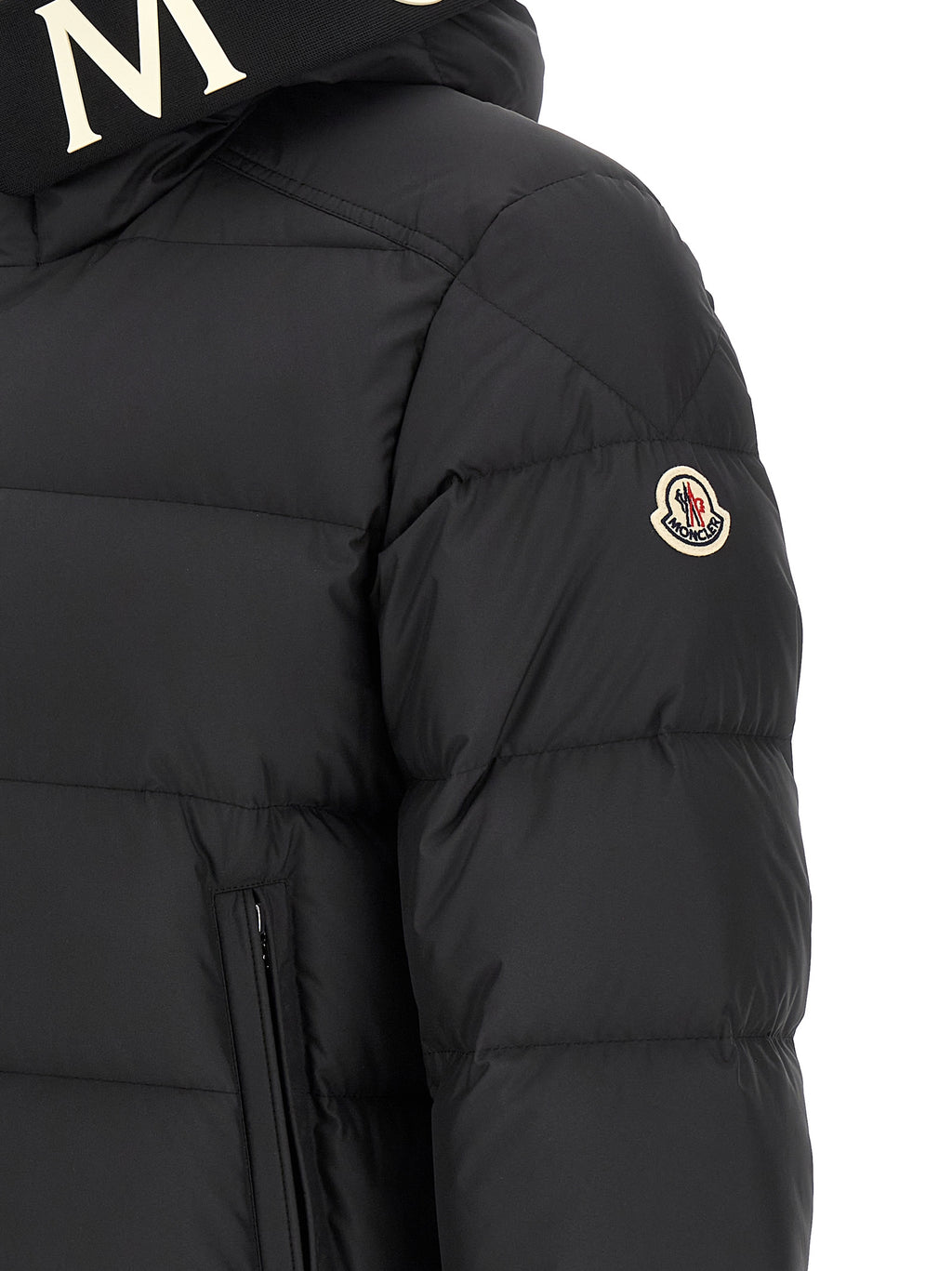Moncler Schwarze Polyester-Jacke in voller Länge