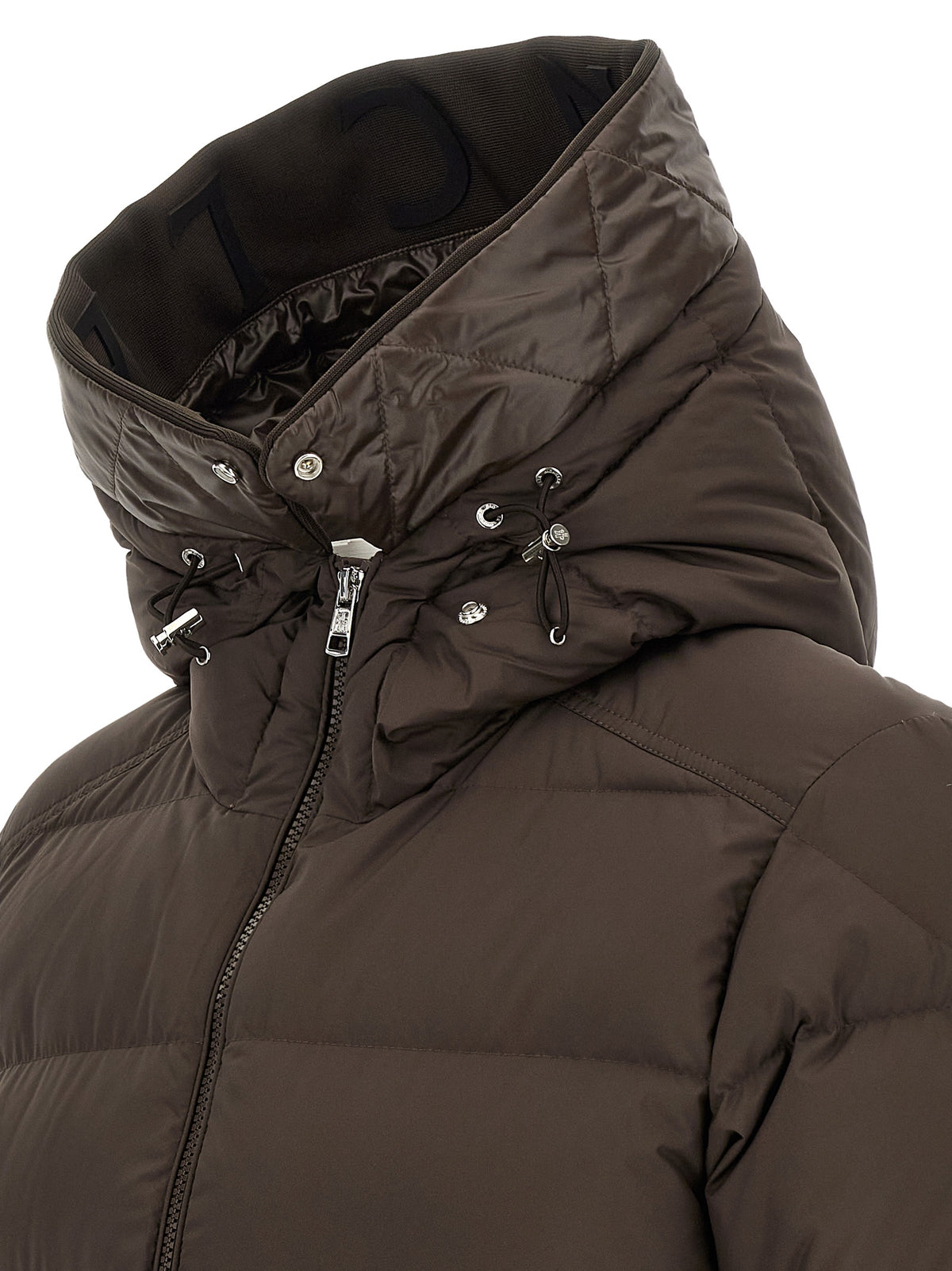 Moncler Braune Polyester-Jacke in voller Länge