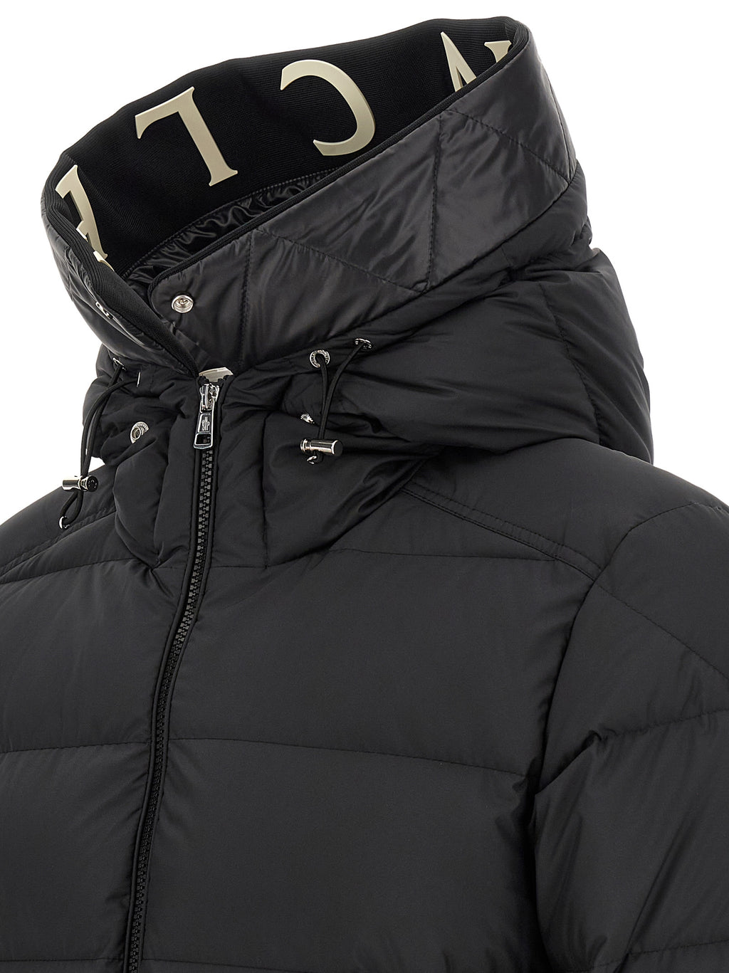 Moncler Schwarze Polyester-Jacke in voller Länge
