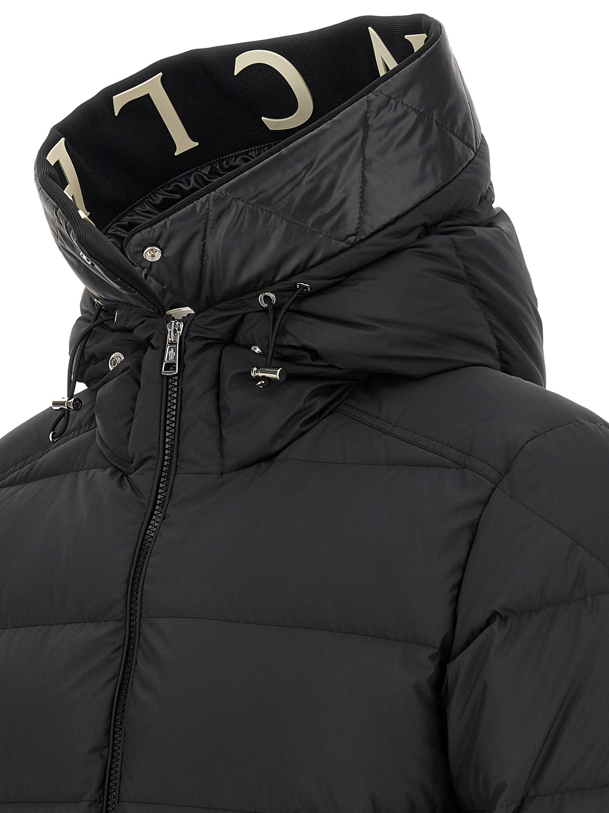 Moncler Schwarze Polyester-Jacke in voller Länge