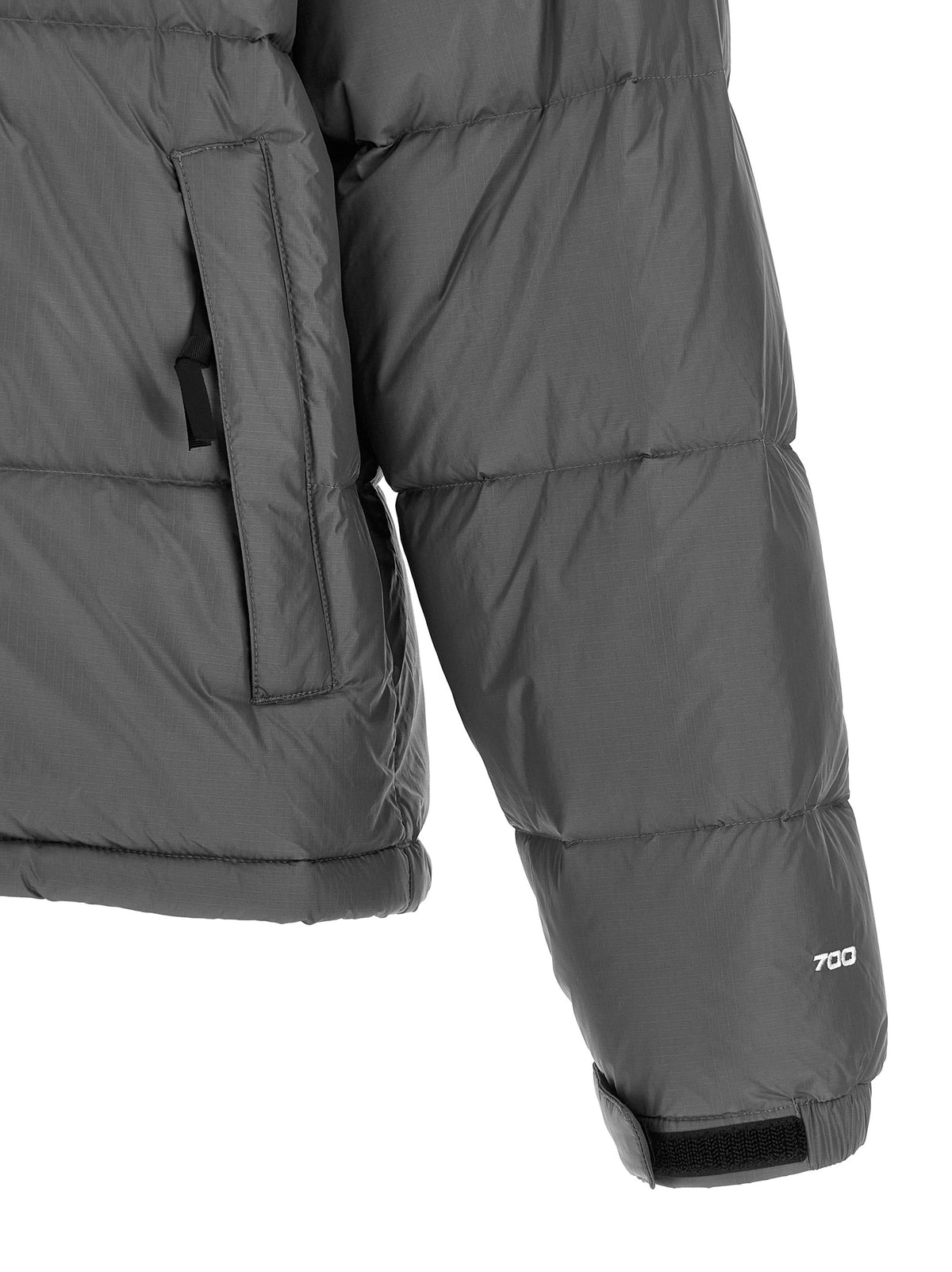 The North Face Graue Nylon-Jacke in voller Länge