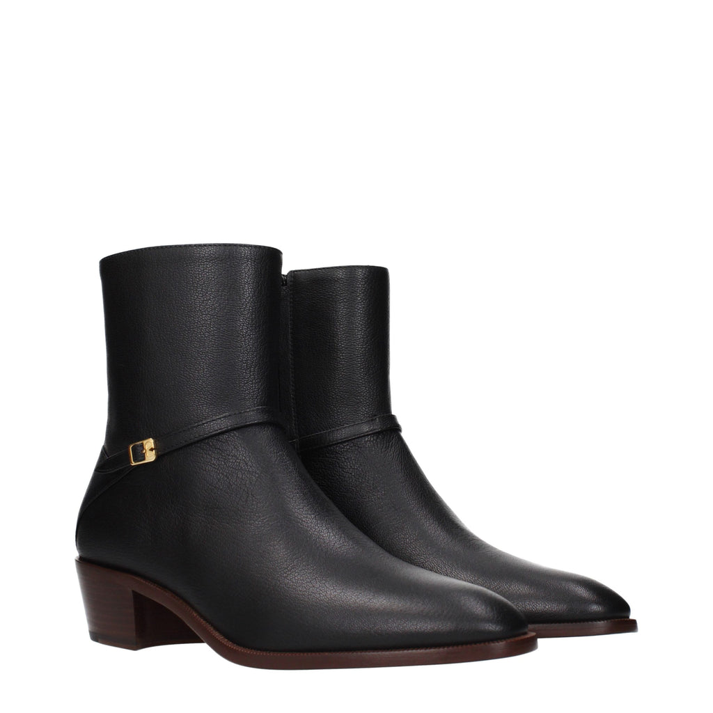Valentino Garavani Schwarze Leder-Stiefeletten
