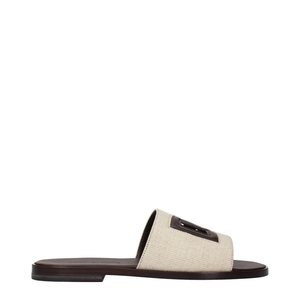 Dolce & Gabbana Beigefarbene Stoff-Hausschuhe