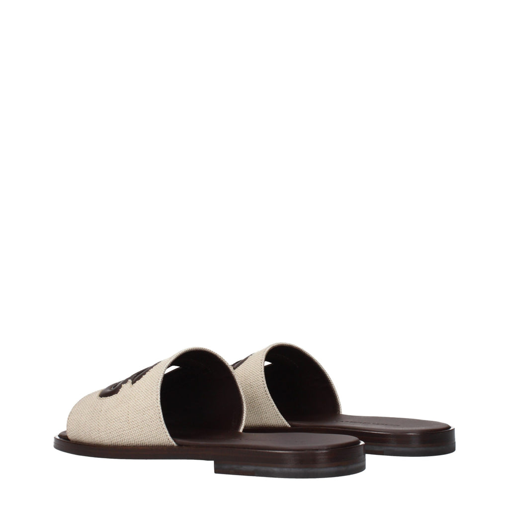 Dolce & Gabbana Beigefarbene Stoff-Hausschuhe