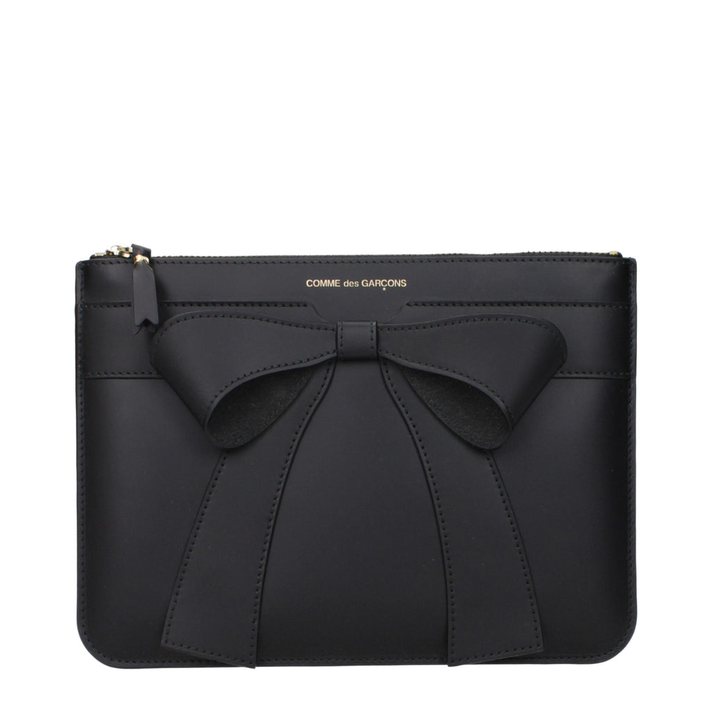 Comme Des Garçons Schwarze Leder-Clutch