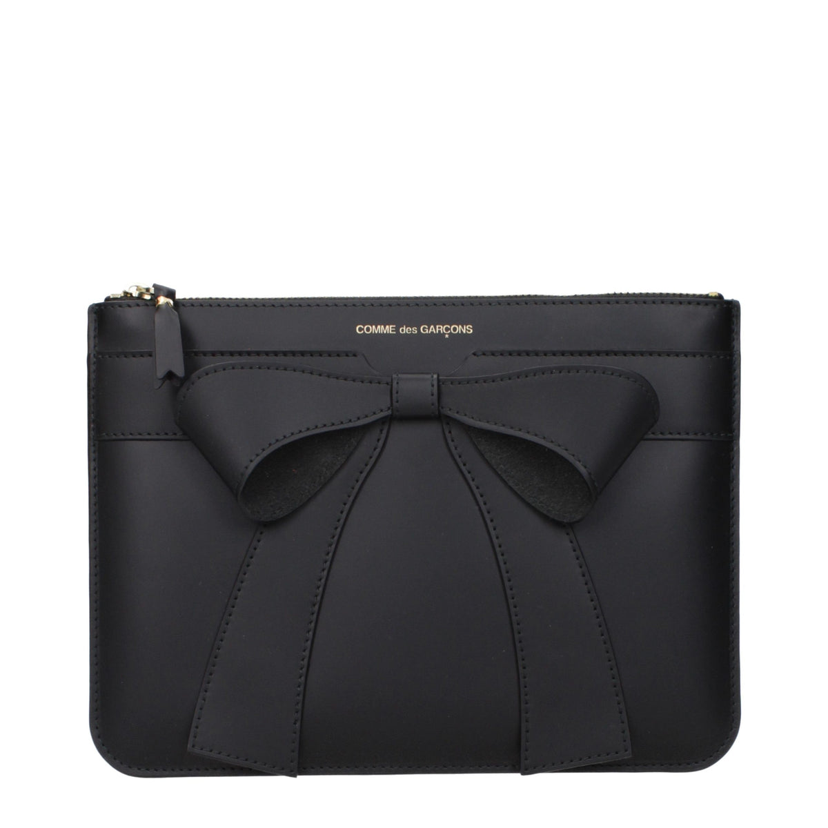 Comme Des Garçons Schwarze Leder-Clutch