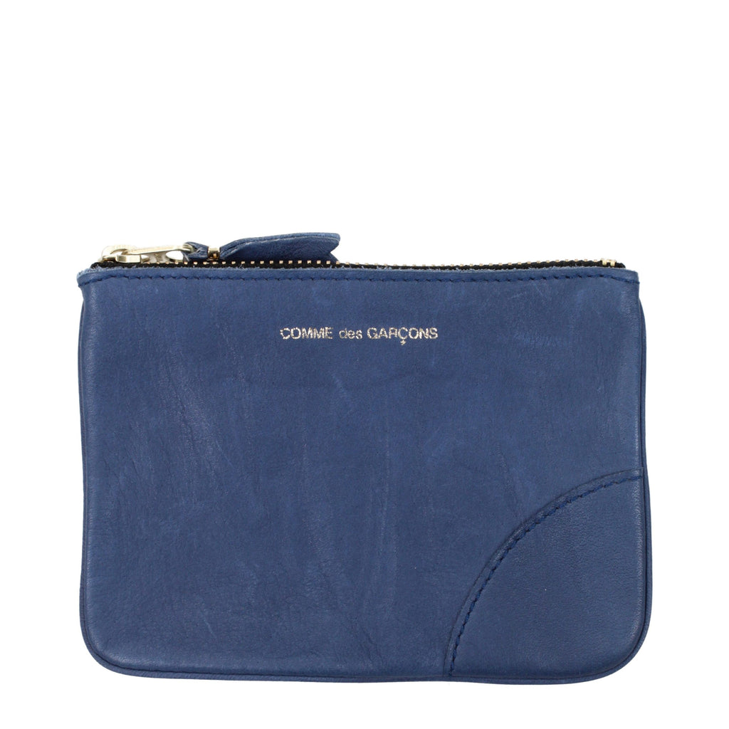 Comme Des Garçons Blaue Leder Geldbörse