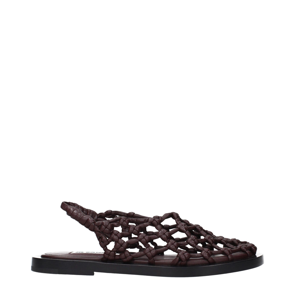 Jil Sander Braune Ledersandalen