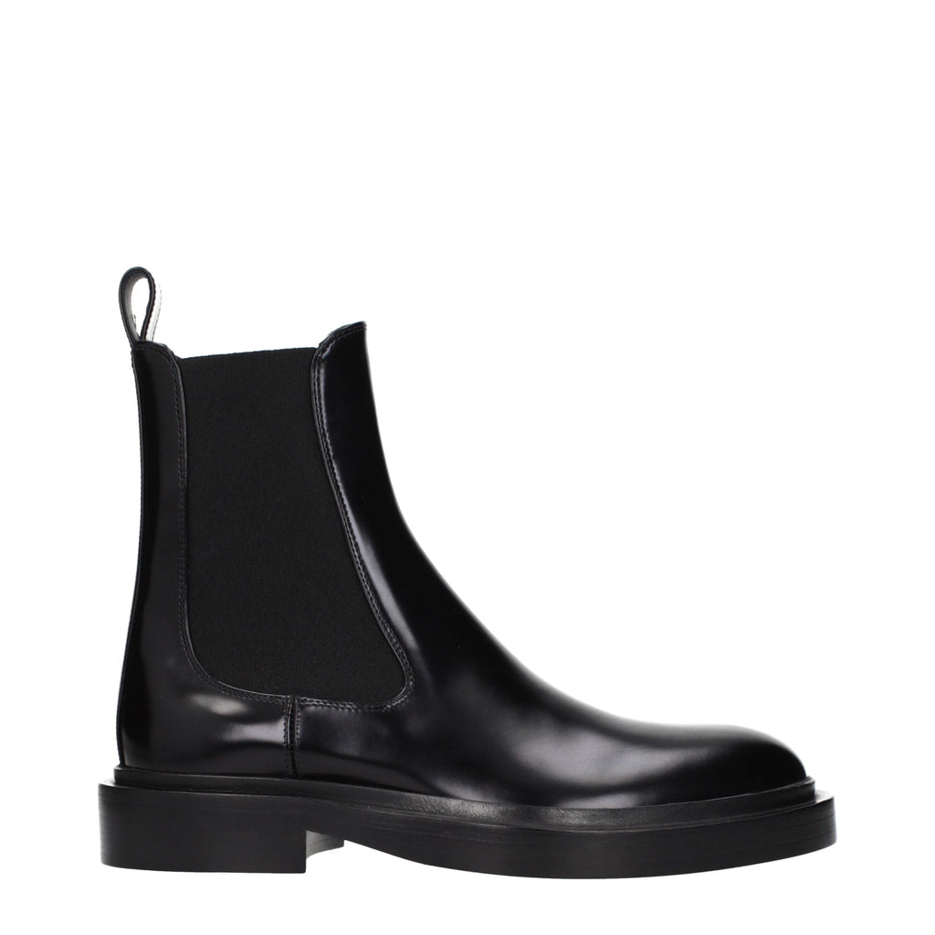 Jil Sander Schwarze Leder-Stiefeletten