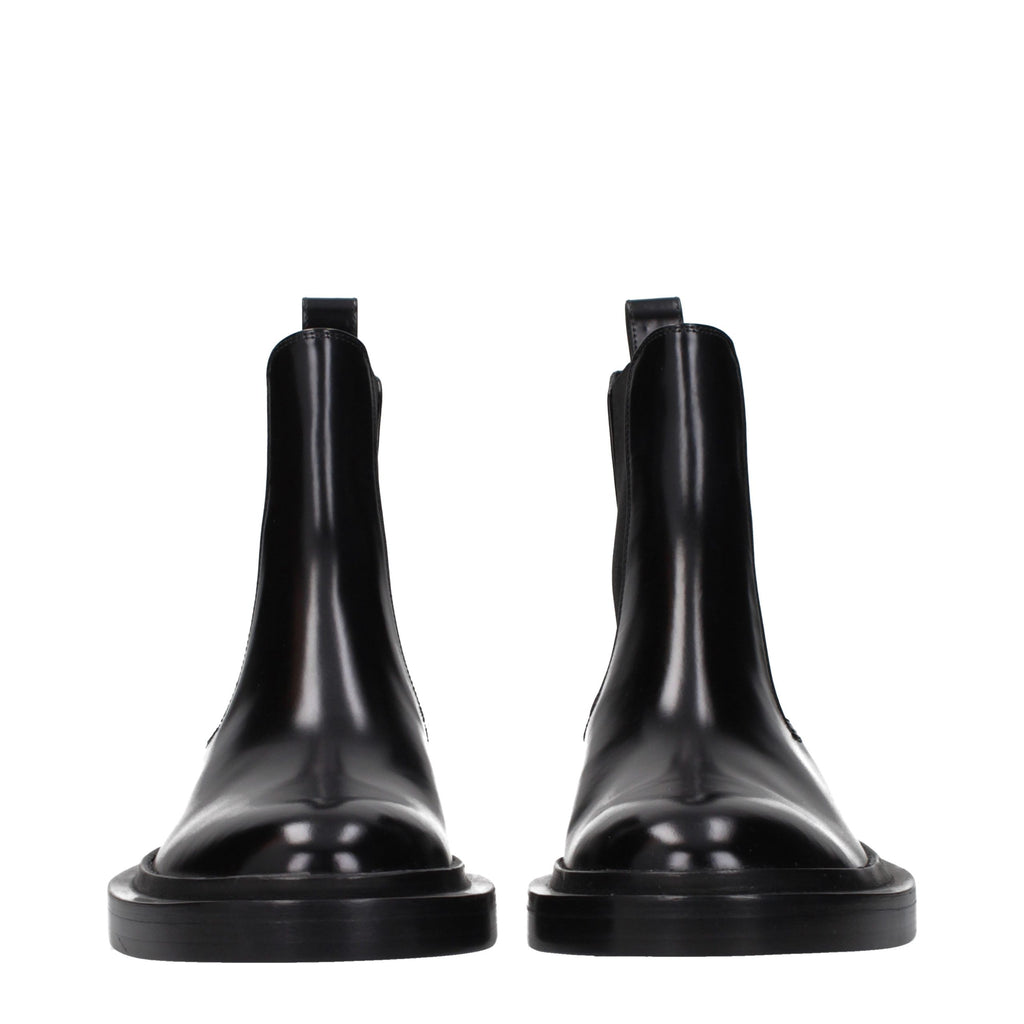 Jil Sander Schwarze Leder-Stiefeletten