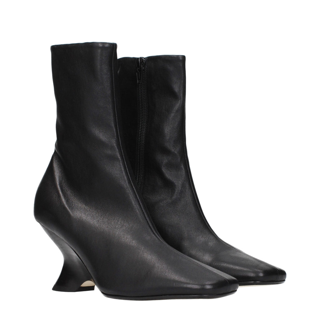 Dries Van Noten Schwarze Leder-Stiefeletten