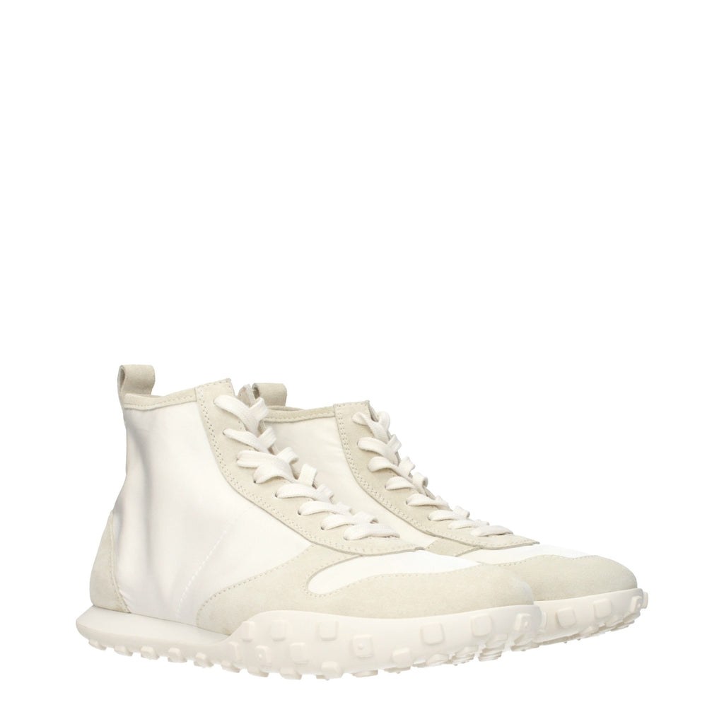 Jil Sander Weiße Stoff-Sneaker mit dicker Sohle