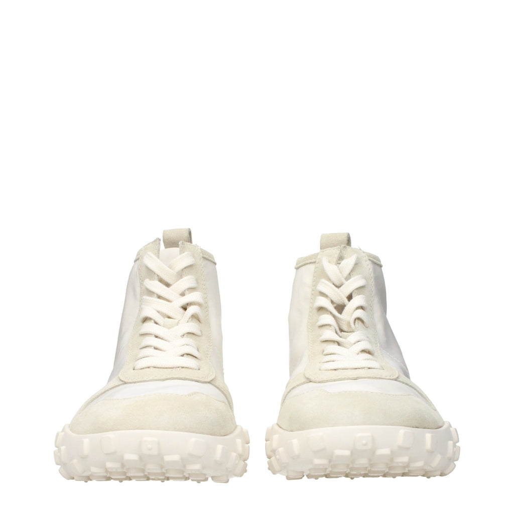 Jil Sander Weiße Stoff-Sneaker mit dicker Sohle