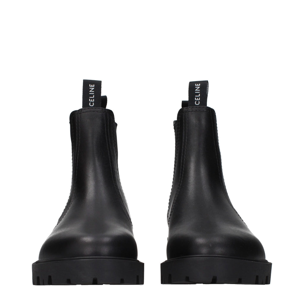 Celine Schwarze Leder-Stiefeletten